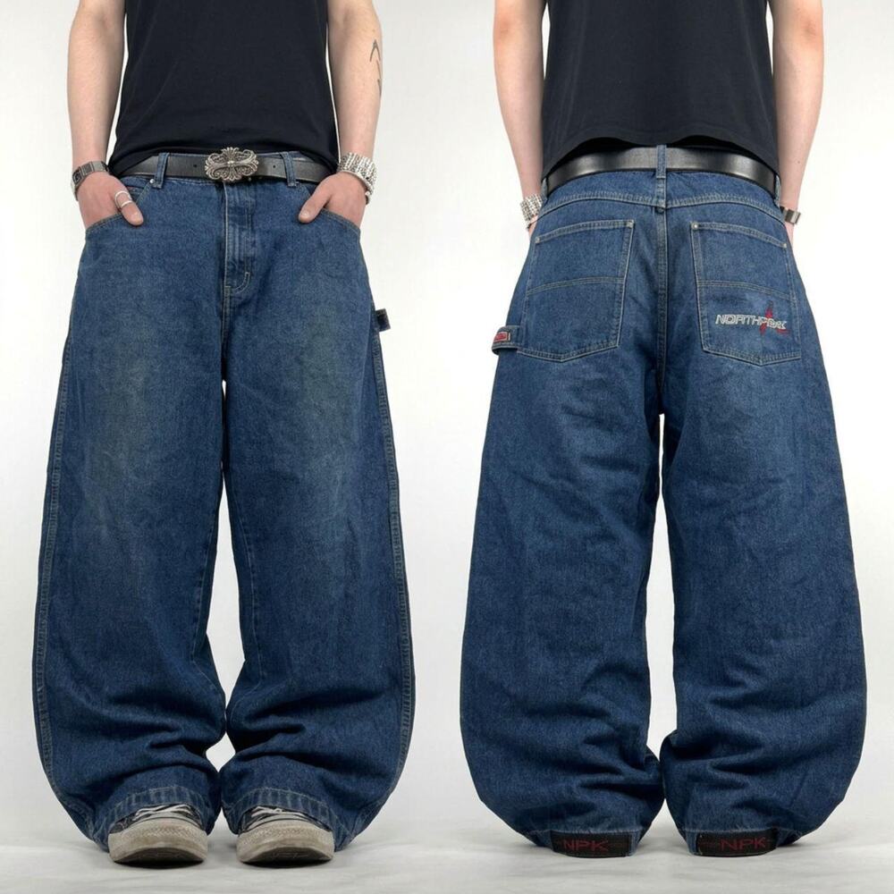 Vintage y2k grunge archive baggy wide leg skater embroidered jeans